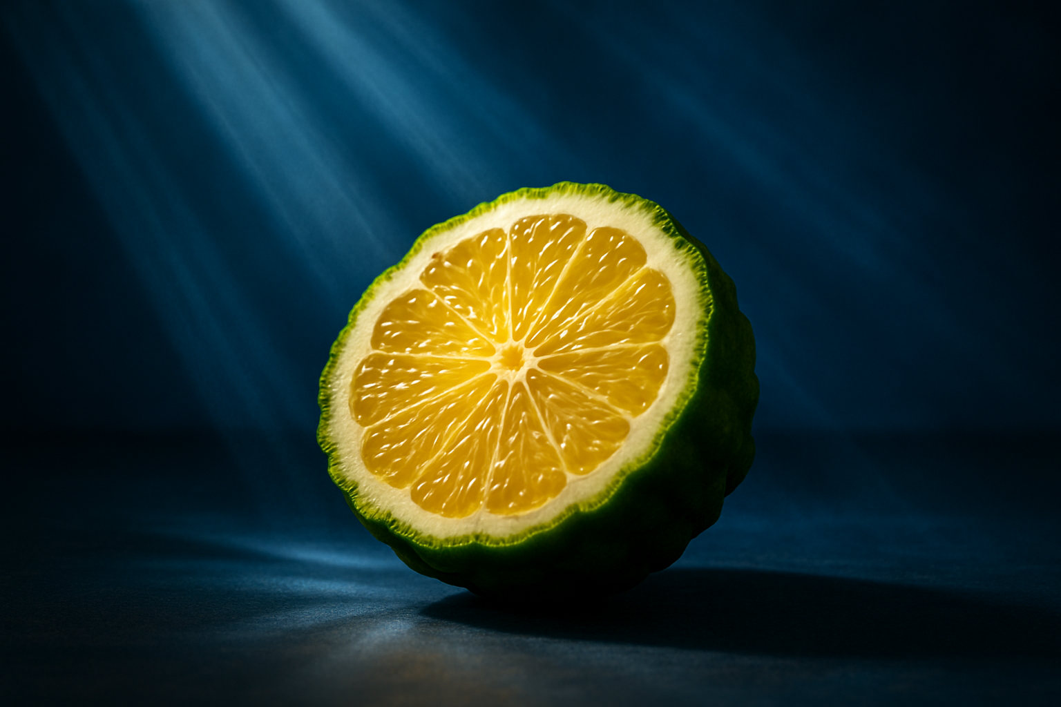 de fruit moet opengesneden zijn en de achtergrond moet wat licht stralen op de fruit. en de achtergrond moet wat blauwer